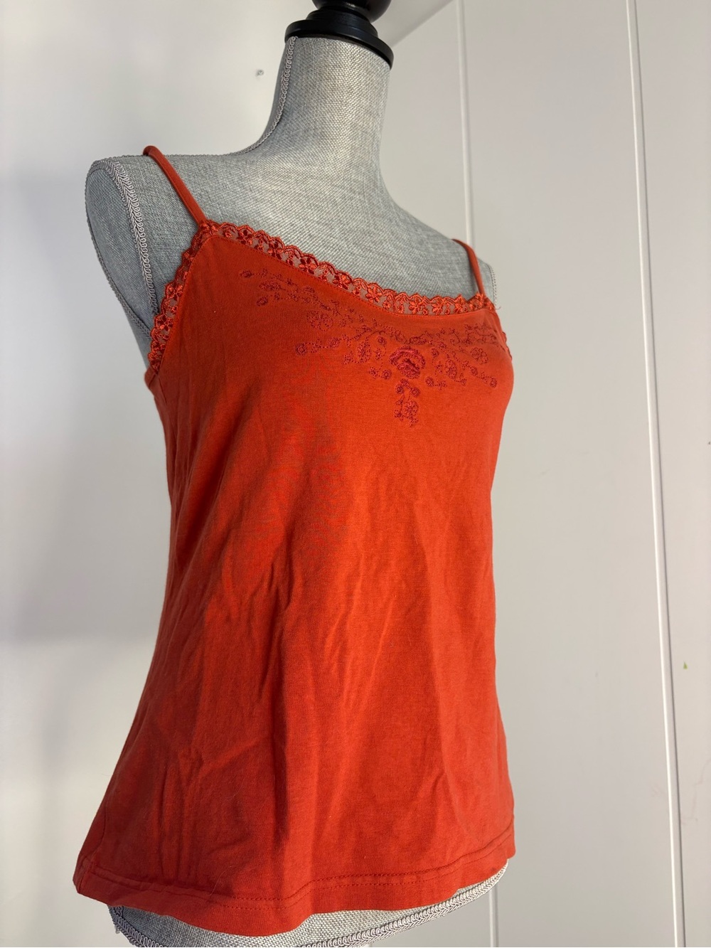 Reitmans Orange Lace-Trim Camisole with Embroidered Detail